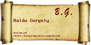 Balás Gergely névjegykártya